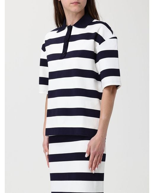 Max Mara Blue Striped Cotton Polo Shirt