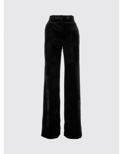 Ermanno Scervino Black High-Waisted Straight-Leg Velvet Trousers