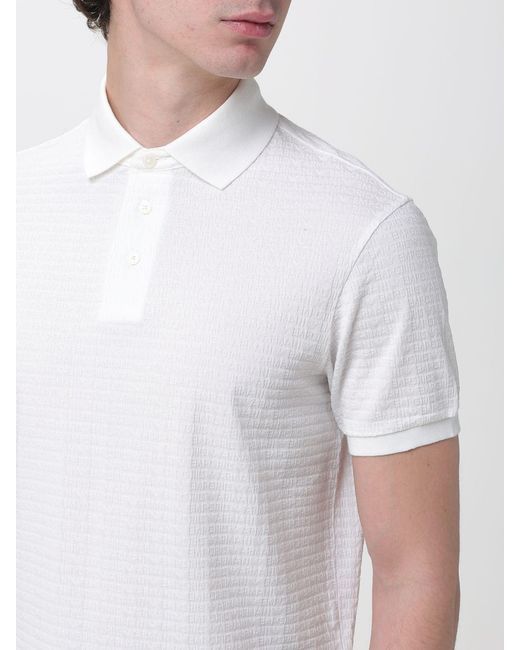 Emporio Armani White Structured Cotton Polo for men