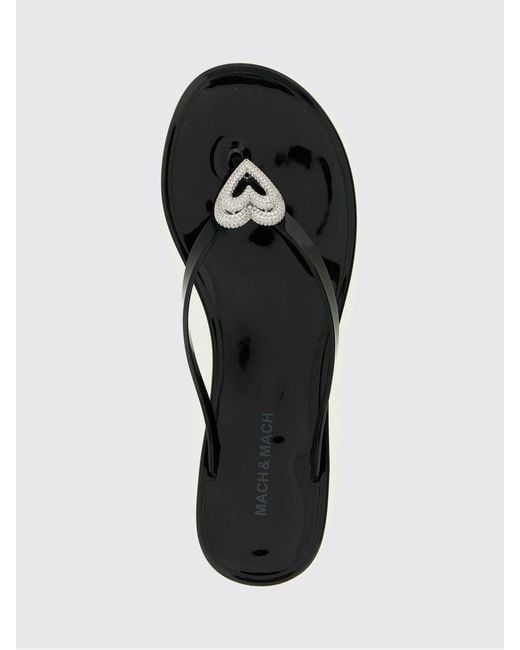 Mach & Mach White Pvc Flip Flops With Rhinestone Hearts