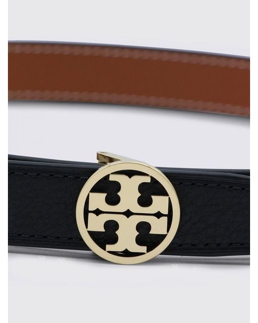 Tory Burch White Miller Leather Belt With Double T Logo