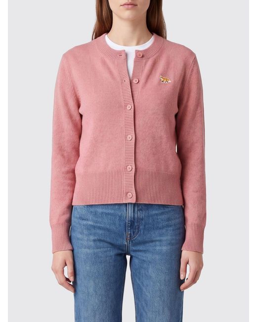 Maison Kitsuné Red Maison KitsunÉ Chillax Fox Logo Patch Merino Wool Cardigan