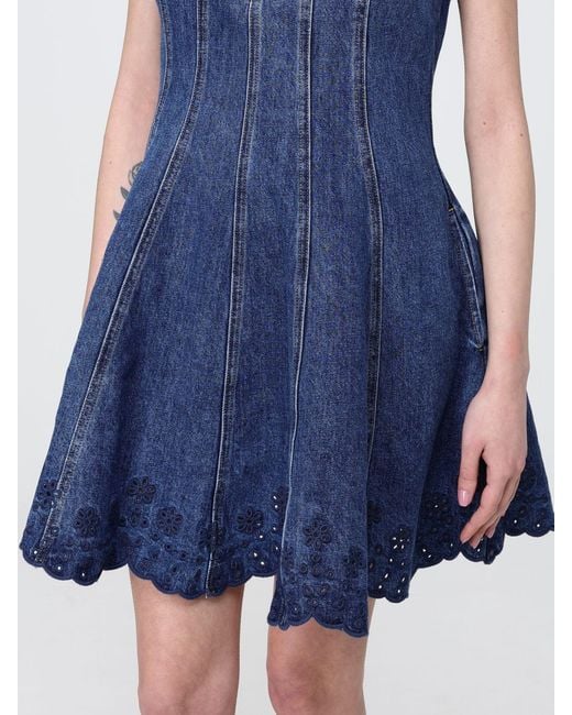 Self-Portrait Blue Cotton Denim Shirtdress