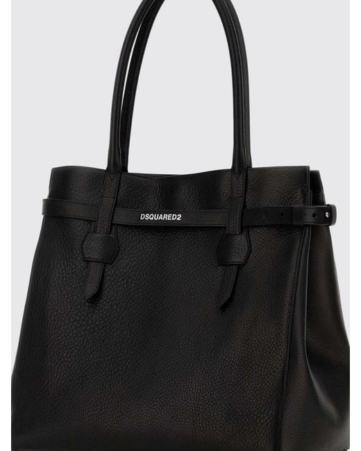 DSquared² Black Grained Calfskin Tote Bag