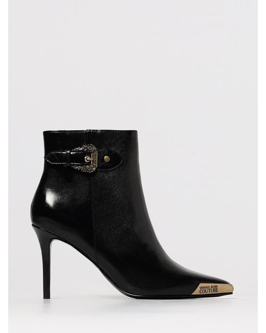 Versace Jeans Couture Black Flat Ankle Boots