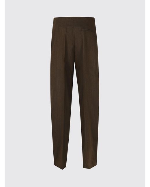 Alberta Ferretti Brown Wide Leg Wool Blend Trousers With Pleats And Mid-Rise Waist