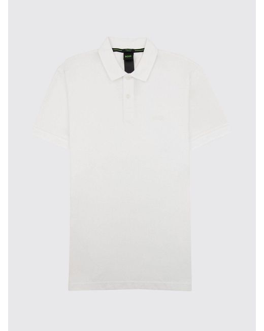 Boss White Cotton Polo Shirt for men