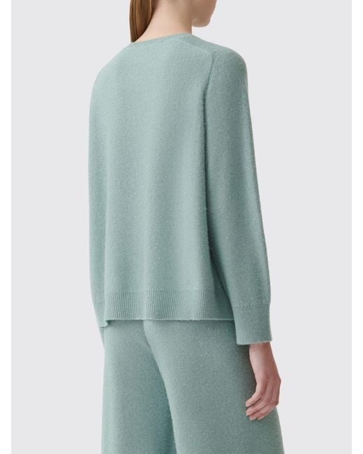 Fabiana Filippi Green Wool And Cashmere Crew Neck Jumper With Sequin Embroidery