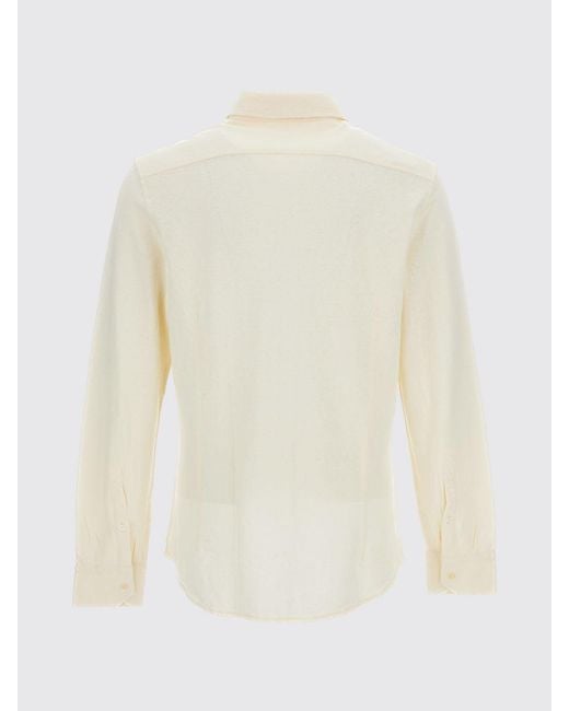 Drumohr Natural Slim Fit Linen And Cotton Shirt With French Collar for men