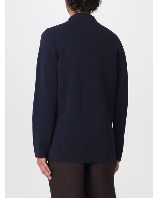 Lardini Blue Double-Breasted Cotton Knit Jacket for men