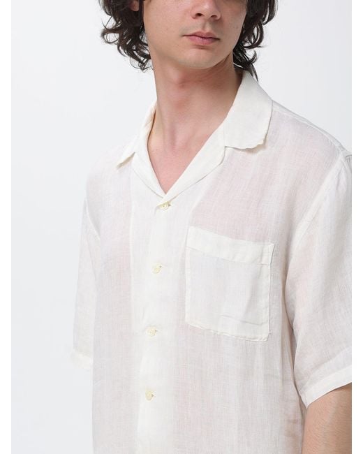 120% Lino White Casual Linen Shirt for men