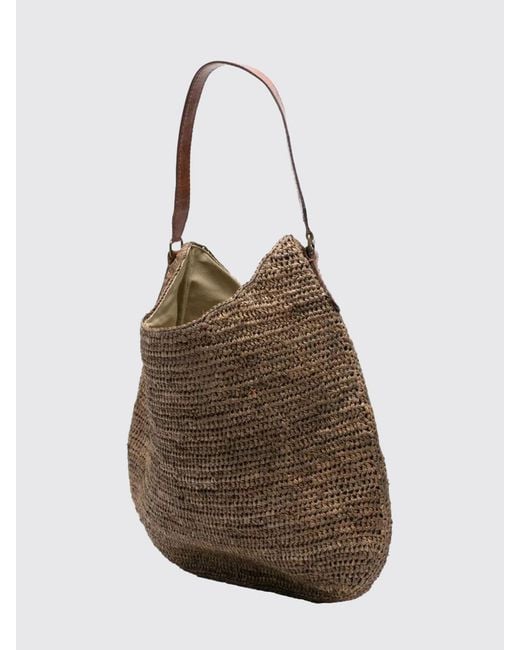 IBELIV Brown Meva Crocheted Raffia Hobo Bag
