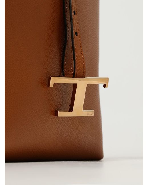 Tod's Brown T Timeless Calfskin Handbag