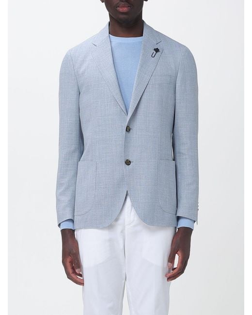 Lardini Blue Single Breasted Wool Silk And Linen Blazer for men