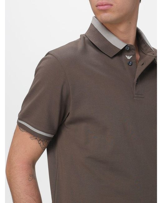 Emporio Armani Brown Cotton Polo Shirt for men