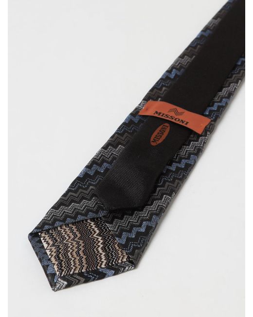 Cravatta in seta con motivo jacquard di Missoni in Black da Uomo