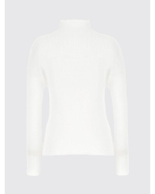 Issey Miyake White Pleated Slim Fit Turtleneck With Long Sleeves