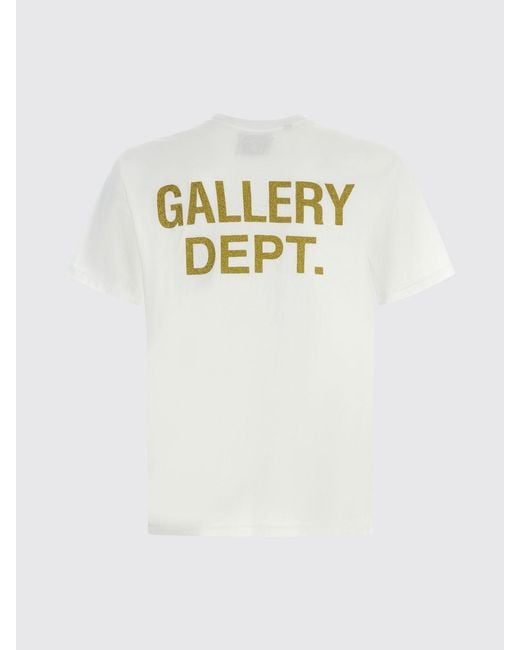 GALLERY DEPT. White Slim Fit Logo Print Dropped-Shoulder Cotton T-Shirt for men