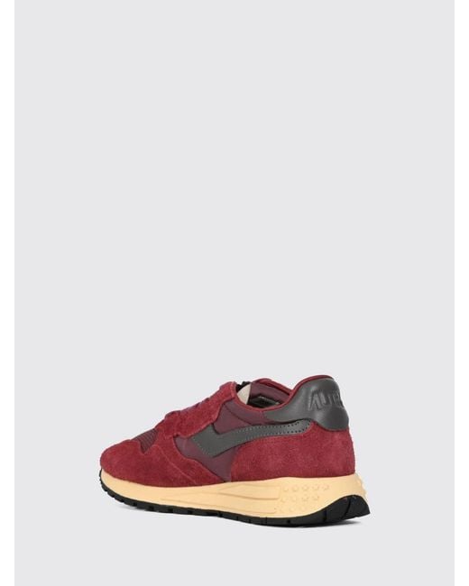 Autry Pink Reelwind Nylon And Suede Sneakers With Serrated Sole