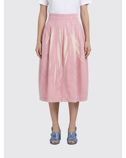Marni Pink Balloon Denim Skirt