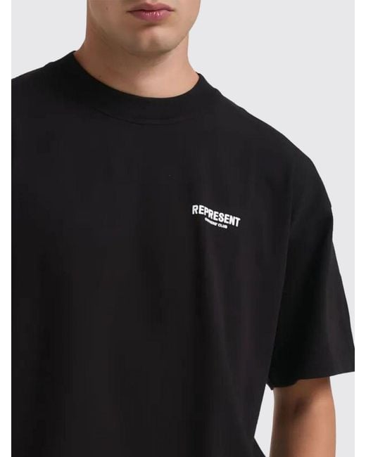 Represent Black Cotton Logo T-Shirt for men