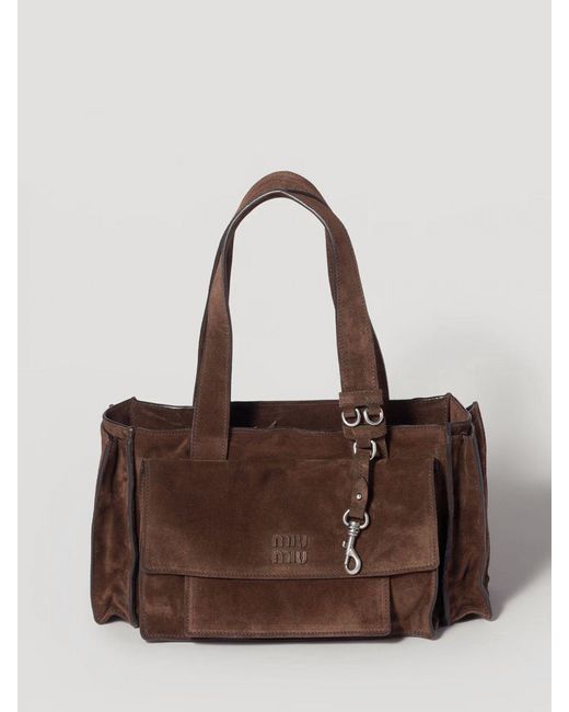 Miu Miu Brown Suede Calfskin Shoulder Bag