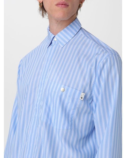 Carrera Blue Striped Tencel Shirt With French Collar And Patch Pocket for men