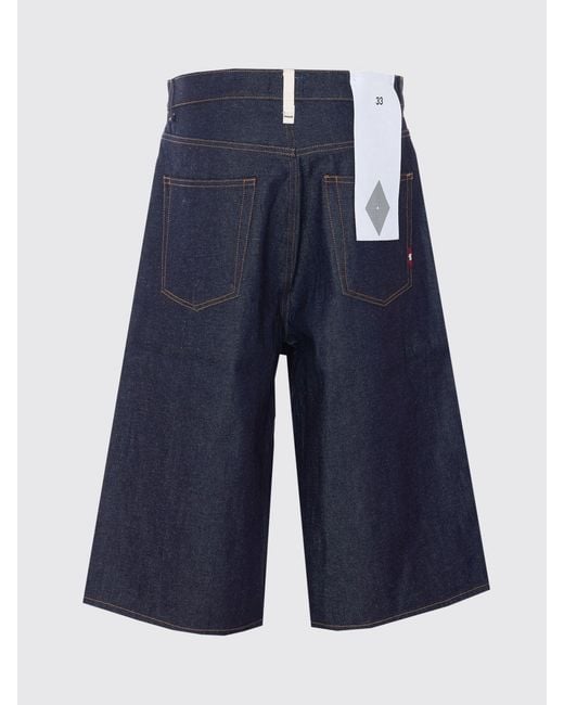 AMISH Blue Five-Pocket Knee-Length Denim Bermuda Shorts With Belt Loops for men