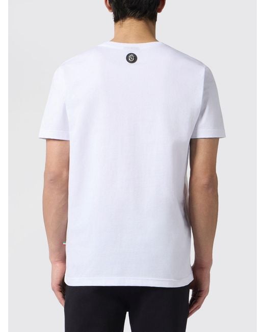 Billionaire White Cotton Crew-Neck T-Shirt With Embroidered Hexagon Logo for men