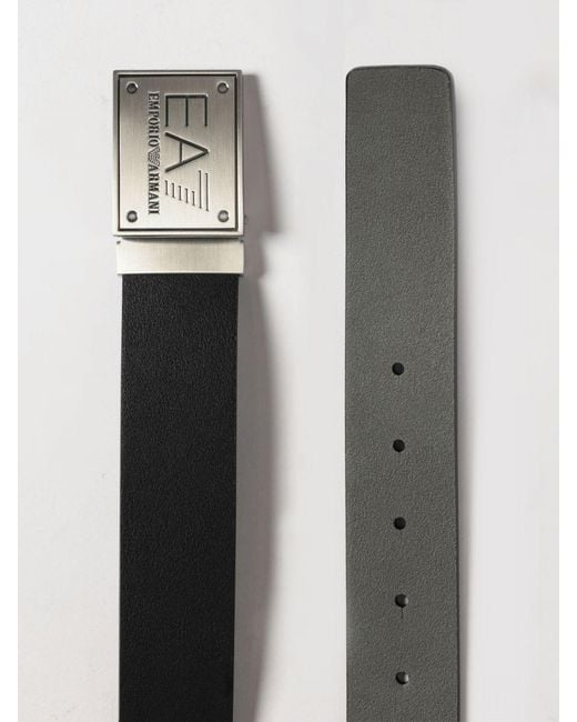 EA7 Gray Reversible Leather Belt for men