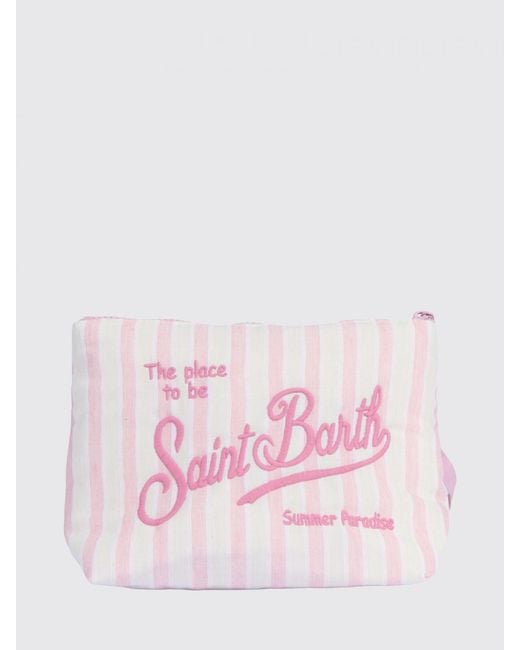 Mc2 Saint Barth Pink Aline Gestreifte Baumwollmisch-Pochette