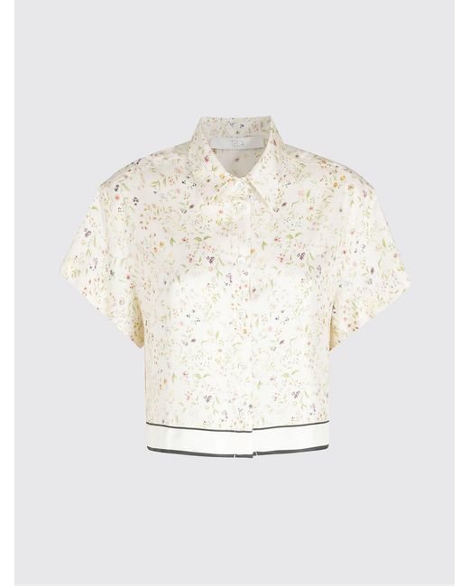 Tela White Satin Shirt With Floral Print
