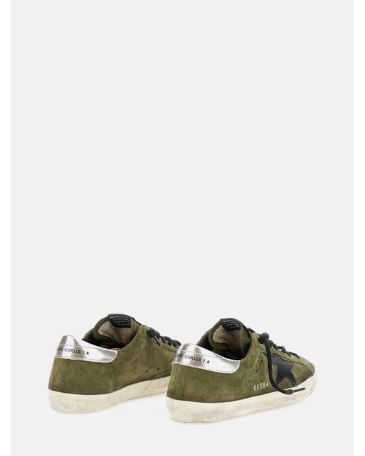 Golden Goose Deluxe Brand Green Super-Star Suede Sneakers With Distressed Effect for men