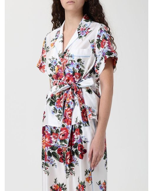 Dolce & Gabbana White Dolce &Amp Gabbana Floral Silk Shirt