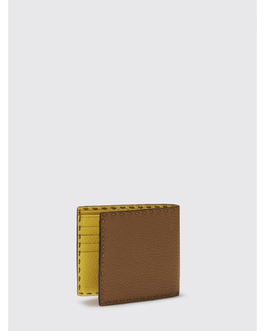 Fendi Brown Selleria Grained Calfskin Wallet for men