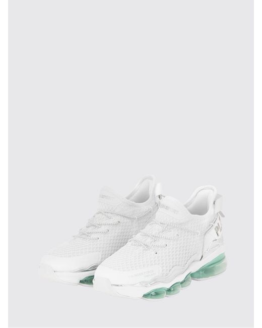 Philipp Plein White Two-Tone Mesh Low-Top Trainers With Cushioned Sole for men