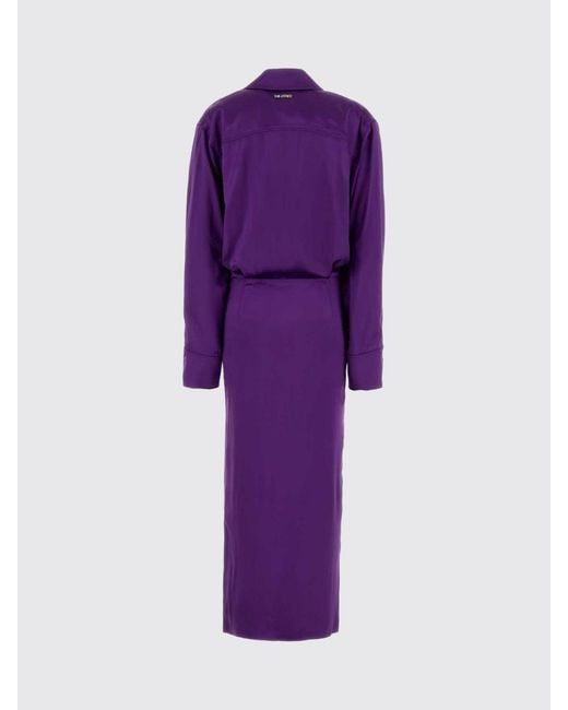 The Attico Purple Midi Chemisier Dress