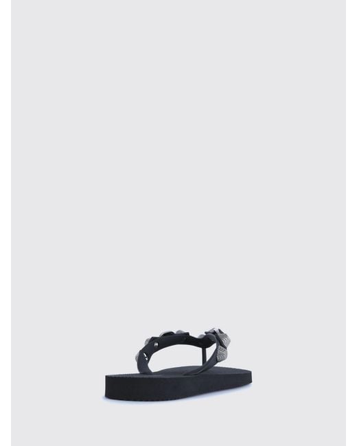 Balenciaga White Studded Rubber Thong Sandals With Decorative Buckle