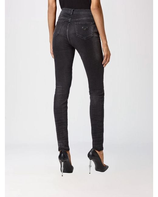 Philipp Plein Black High-Waisted Skinny Stretch Denim Jeans