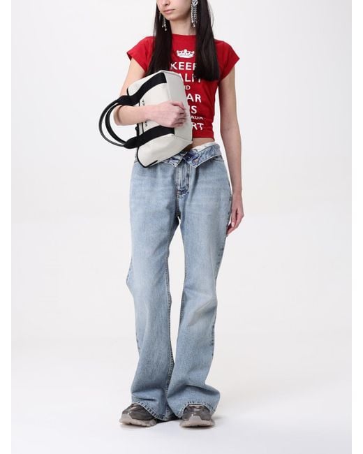 Balenciaga Red Keep Calm Cotton Crop Top
