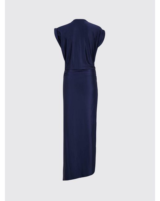 Rabanne Blue Asymmetrical Draped Jersey Midi Dress