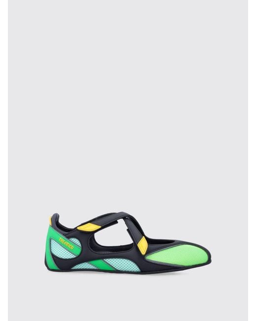 The Attico Green Floor 01 Mesh Ballet Flats