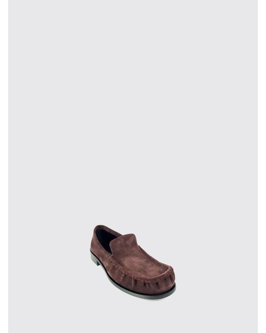 Dries Van Noten White Suede Loafers With Round Toe And Leather Sole for men