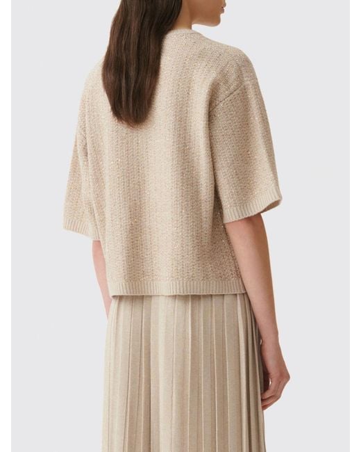 Fabiana Filippi Natural Short-Sleeved Crewneck Jumper