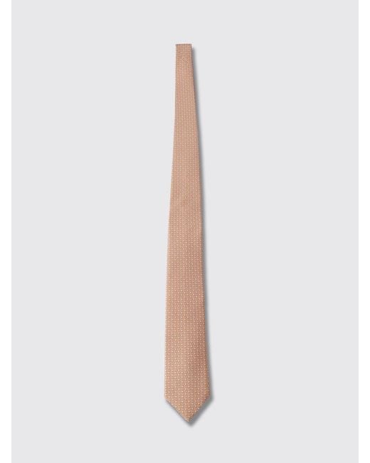 Ferragamo White Gancini Butterfly Print Silk Tie for men