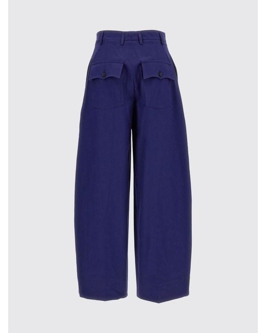 Alberto Biani Blue High-Waisted Wide Leg Cotton Trousers With Belt Loops