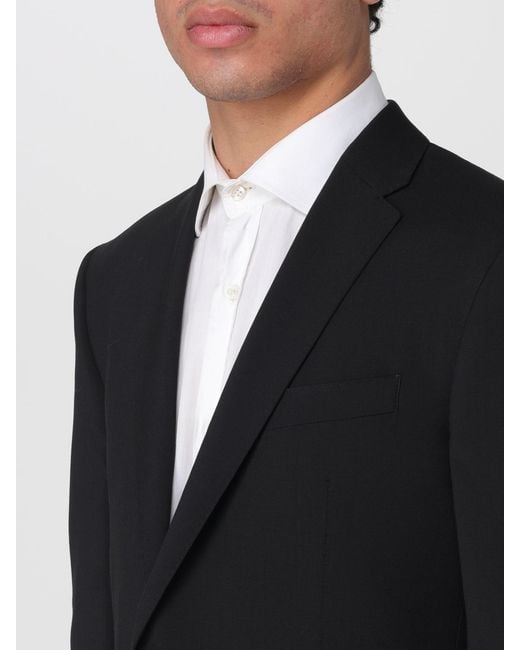 Emporio Armani Black Single-Breasted Virgin Wool Suit for men