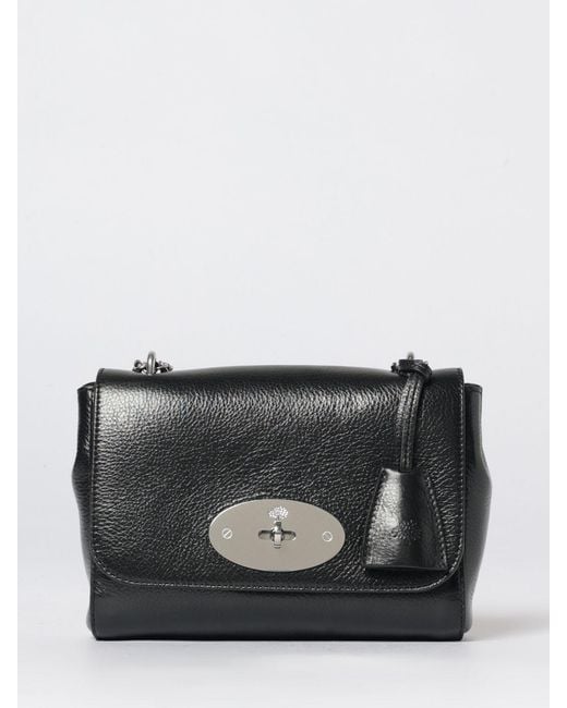 Mulberry Gray Lily Mini Grained Glossy Leather Bag