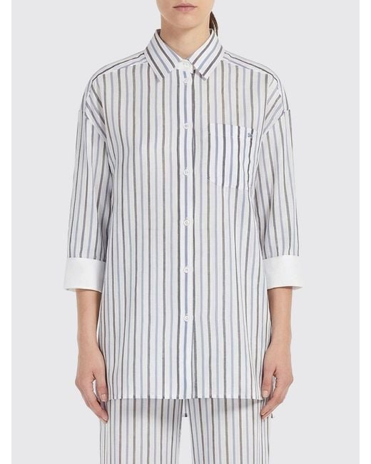 Semicouture White Gracia Striped Cotton And Silk Shirt