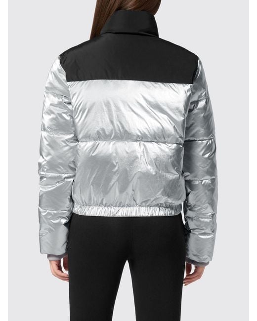 Philipp Plein Gray Bicolour Quilted Nylon Short Puffer Jacket With High Collar